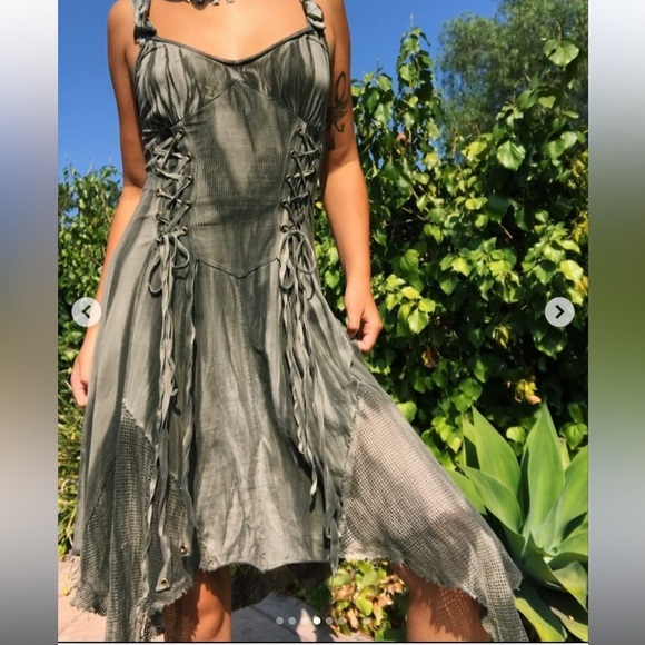 Lip Service Dresses & Skirts - Lip Service Warbird Apocalyptic lace up mesh Gothic Dress